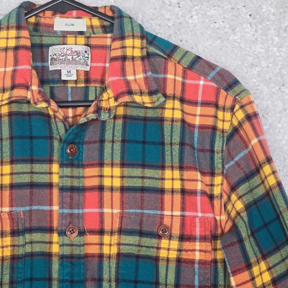J‎ Crew Shirt Mens Medium Plaid Flannel Slim Fit Long Sleeve Double Brushed Fall - Picture 3 of 11